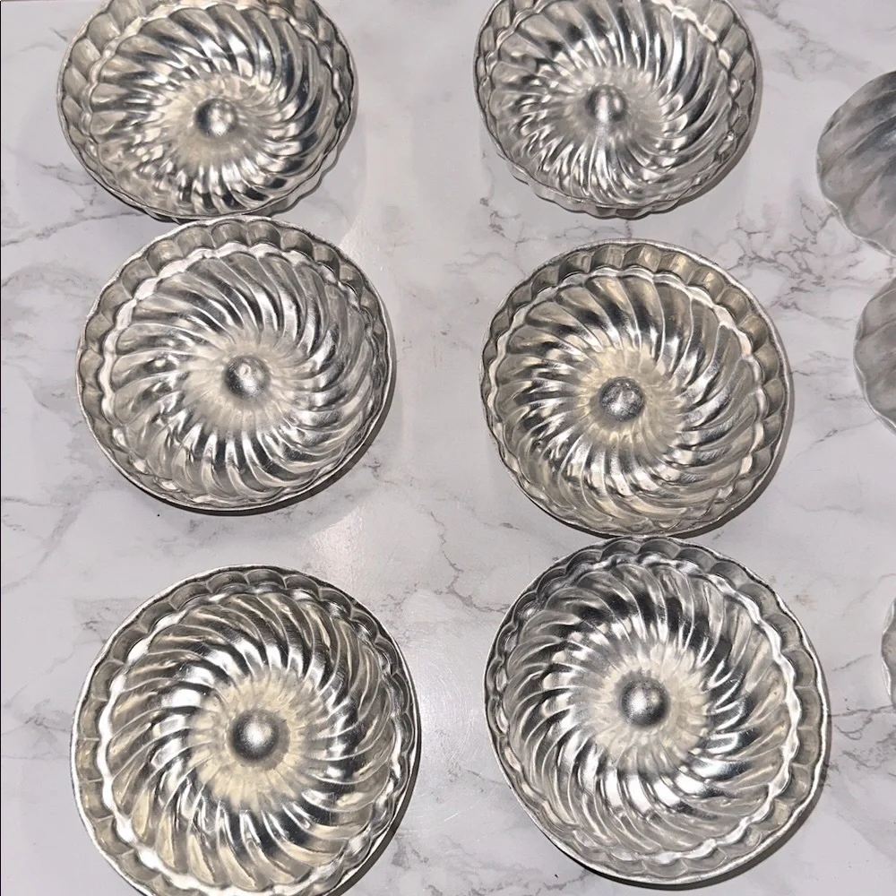 Set of vintage Silver Metal Baking Molds
